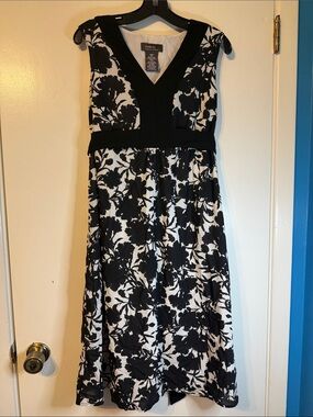 George Black & White Floral Midi Dress